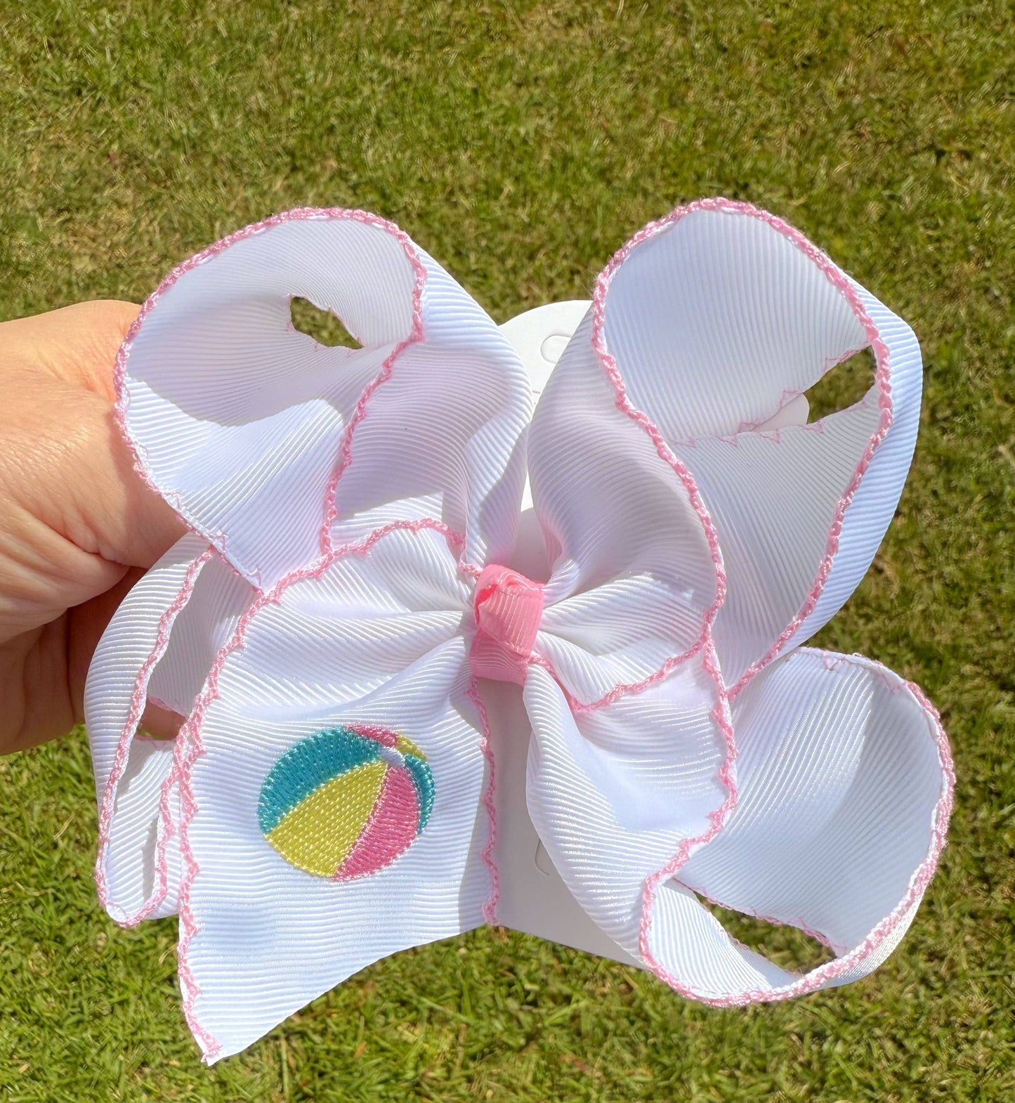 Pastel Beach Ball Embroidered Hair Bow