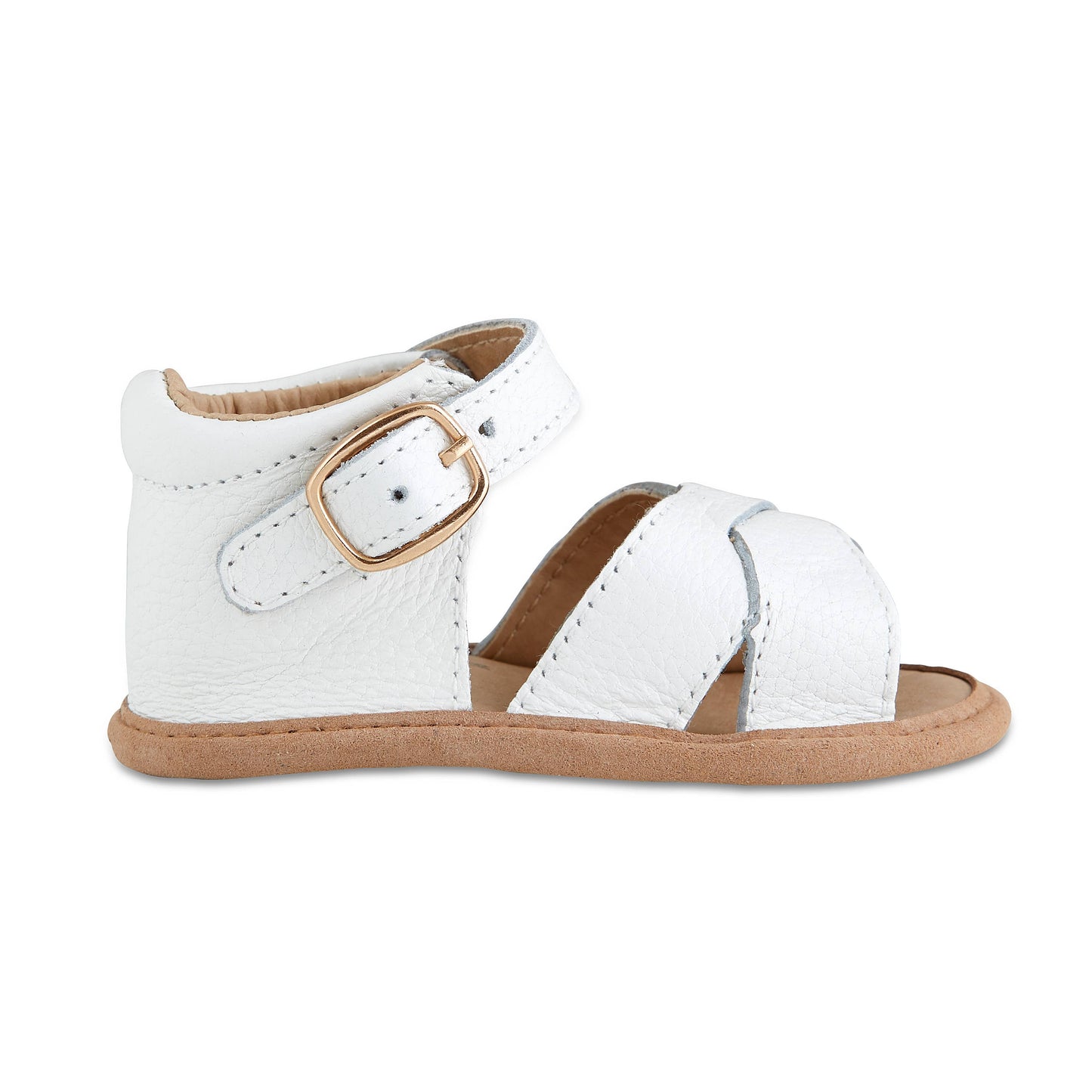 White Split-Soled Leather Baby Sandals
