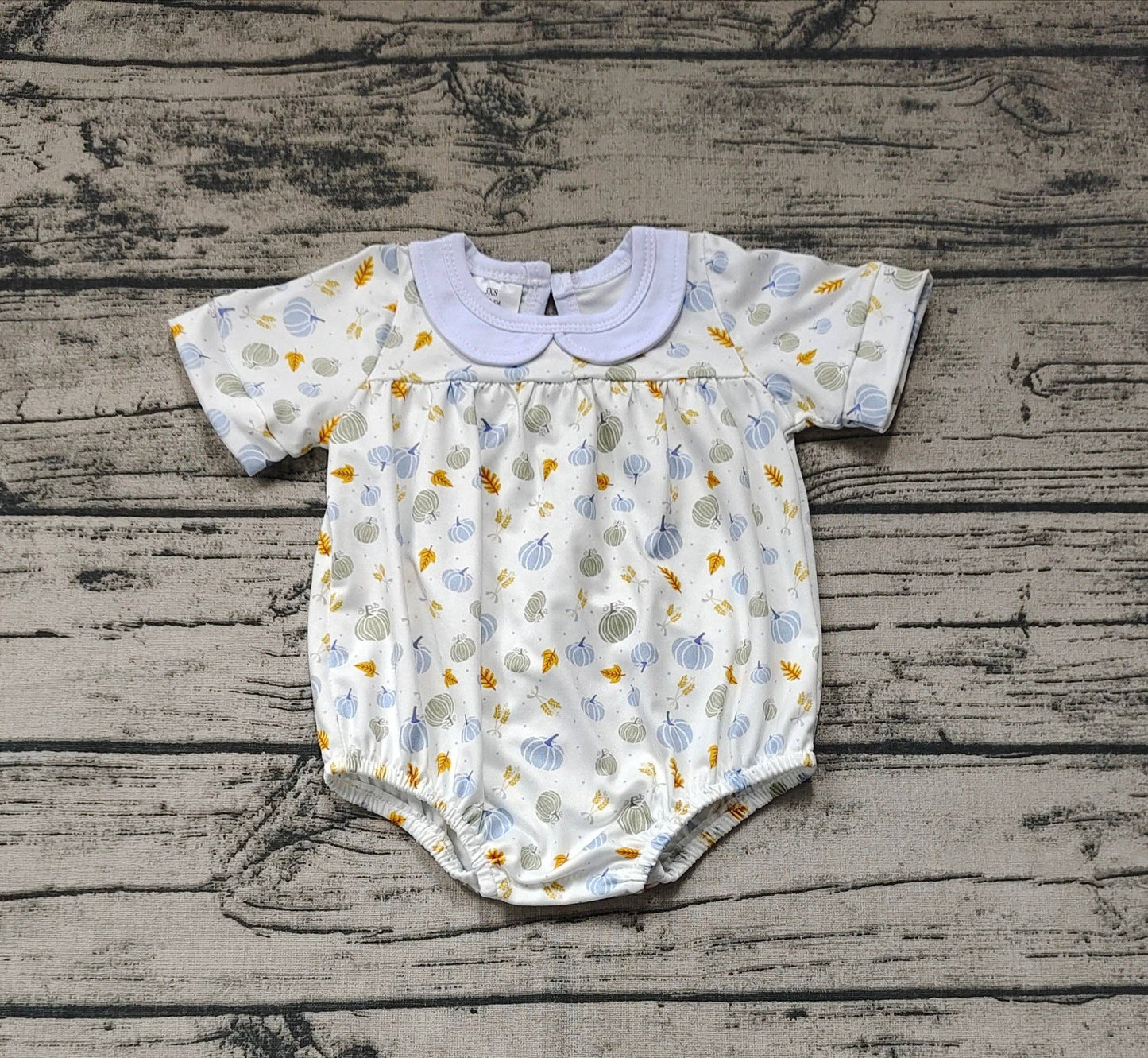 Baby Infant Boys Pumpkin Blue Short Sleeve Rompers