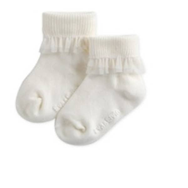 Chiffon Frill-Ivory Ankle Socks