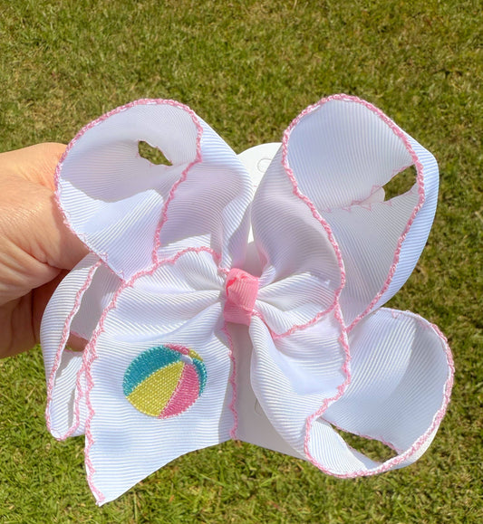 Pastel Beach Ball Embroidered Hair Bow