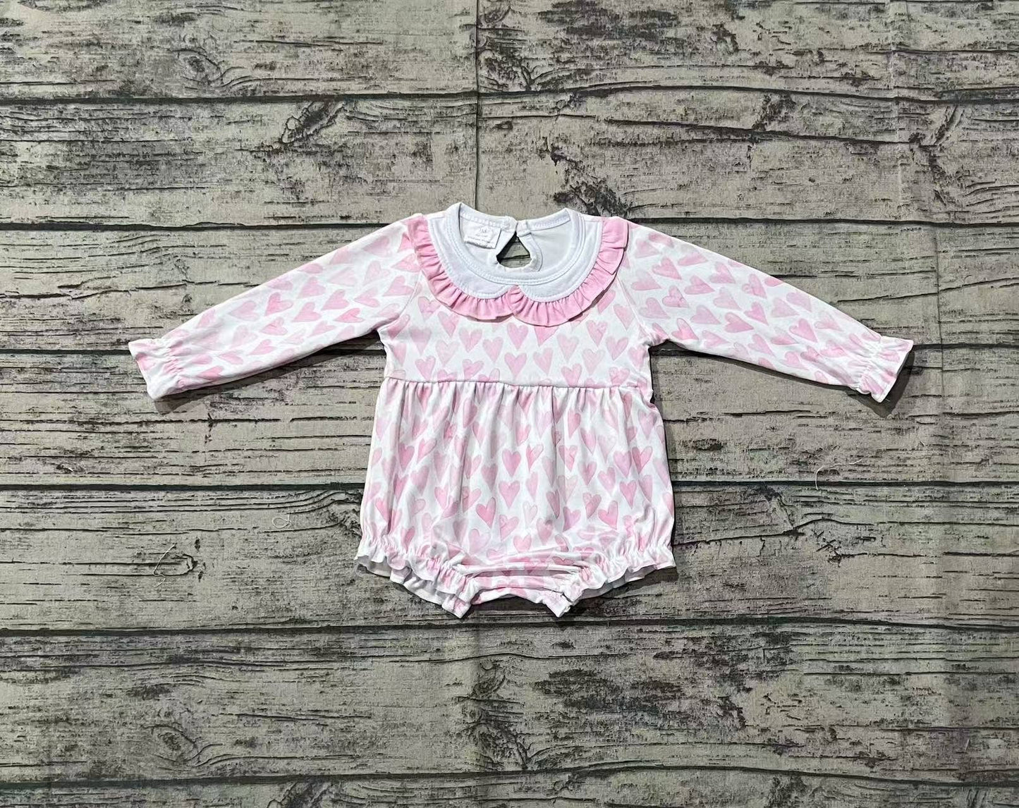 Baby Infant Girls Valentines Pink Hearts Rompers