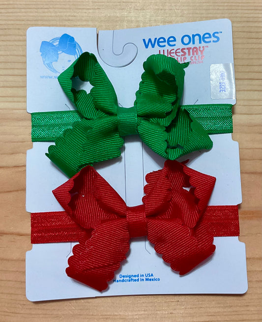 2pc Mini Red & Green Bows