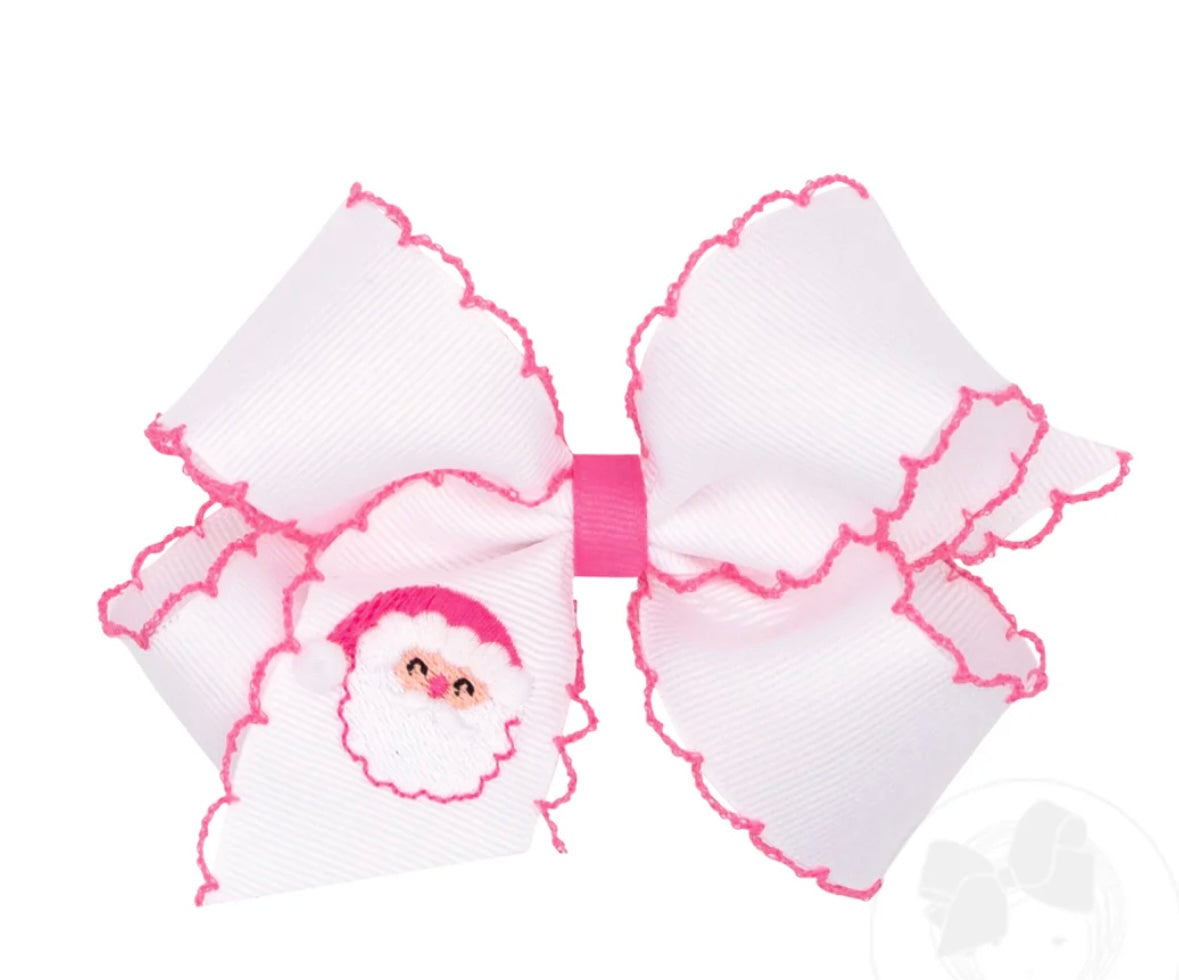 Med Pink/White Santa Bow