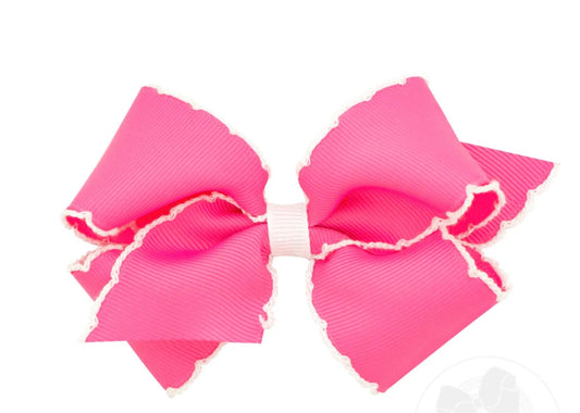 Small Pink White Stitch Bow