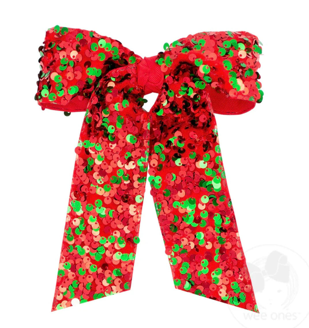 Large Red/Grn Sequins Bow