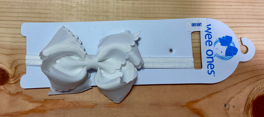 XS White Headband Bow