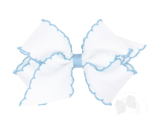 Small White Blue Stitch Bow