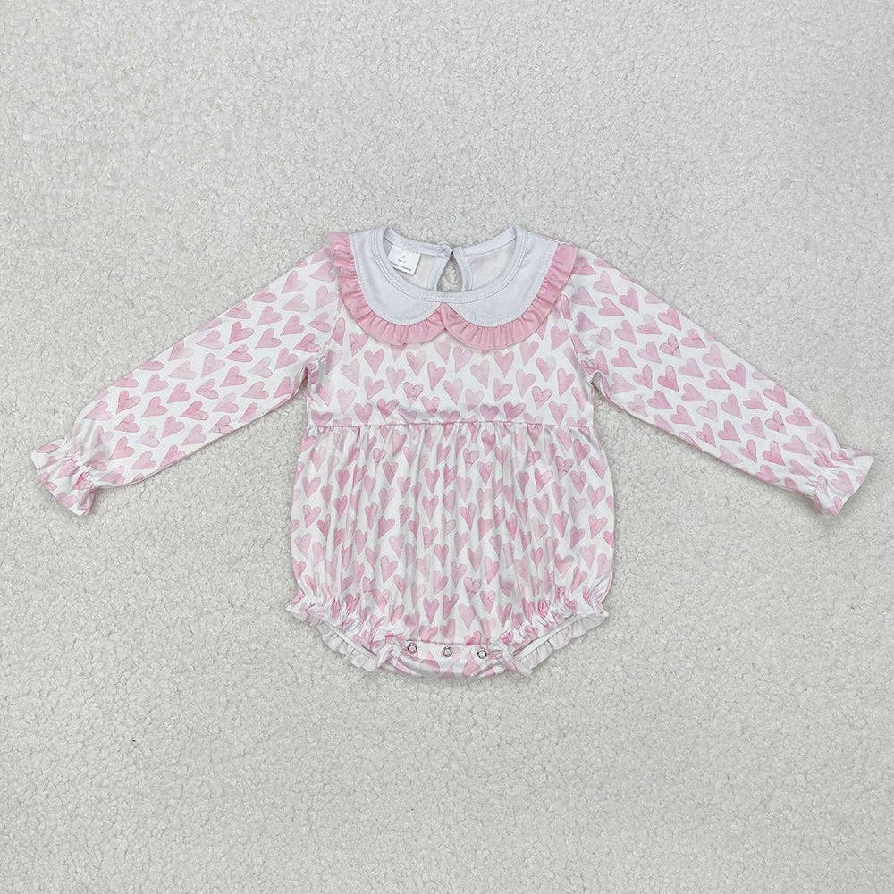 Baby Infant Girls Valentines Pink Hearts Rompers